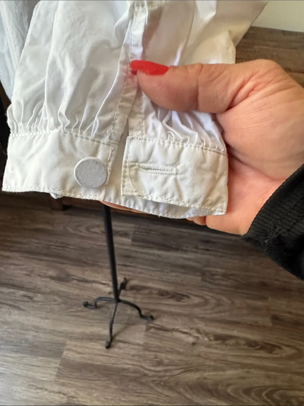 White Button-Front Puff Sleeve Shirt